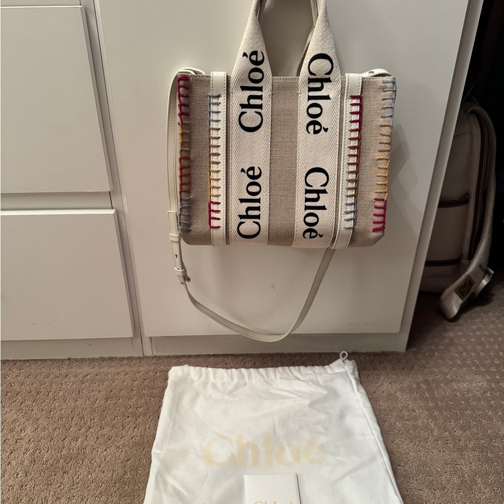 Chloe Multicolor Canvas Woody Tote Bag.